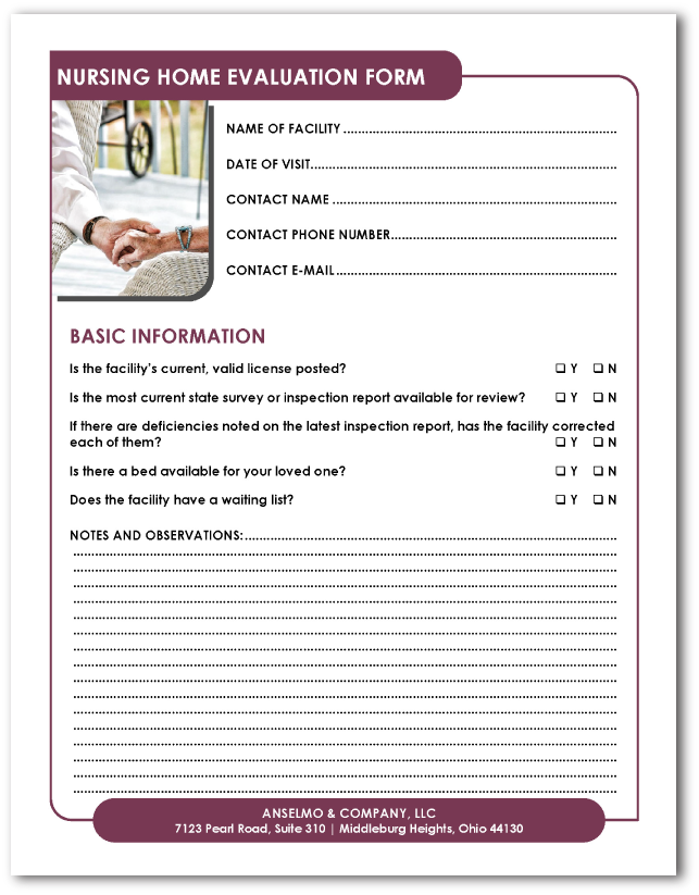 Nursing Home Evaluation Form